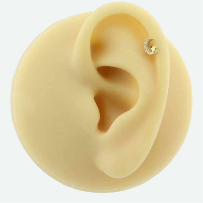 Crescent Star Gold Helix Piercing - 3
