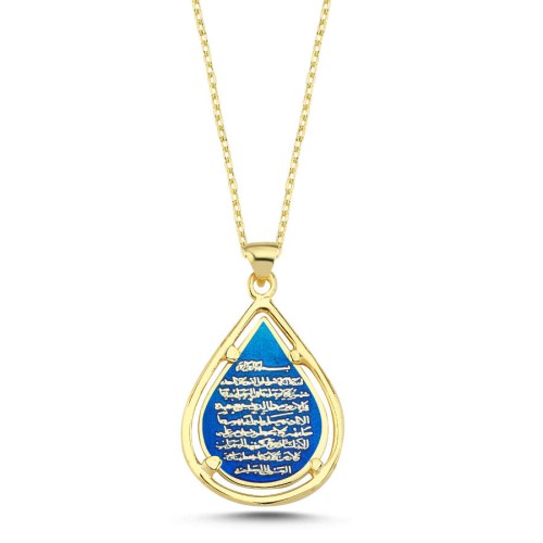 Ayet-el Kursi ve Nazar Ayetli Çift Taraflı Gold Gümüş Kadın Kolye - CNG Jewels