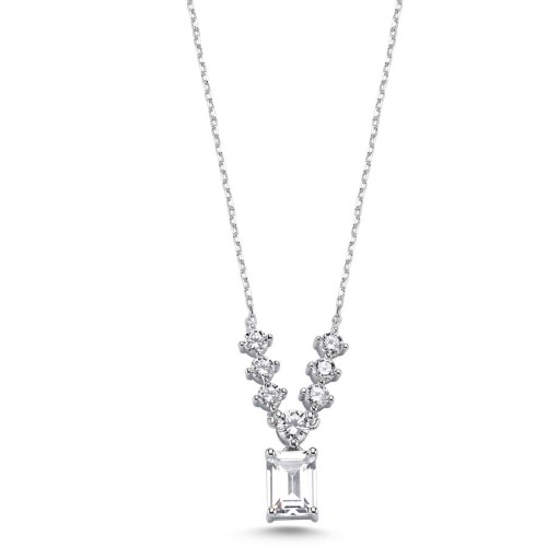 Baguette Carmen Silver Women's Necklace - 1