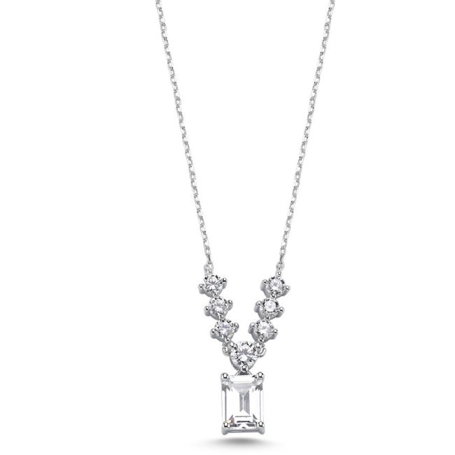 Baguette Carmen Silver Women's Necklace - 1