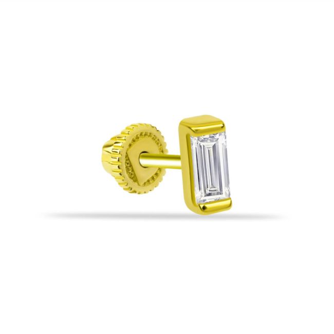 Baguette Solitaire Gold Helix Earrings - 1