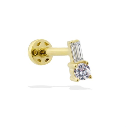 Baguette Solitaire Gold Tragus Piercing - 1