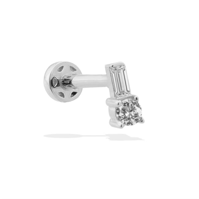 Baguette Solitaire Gold Tragus Piercing - 2