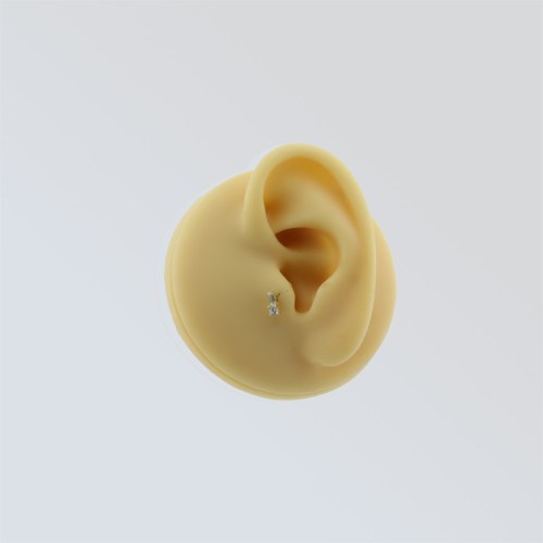 Baguette Solitaire Gold Tragus Piercing - 3