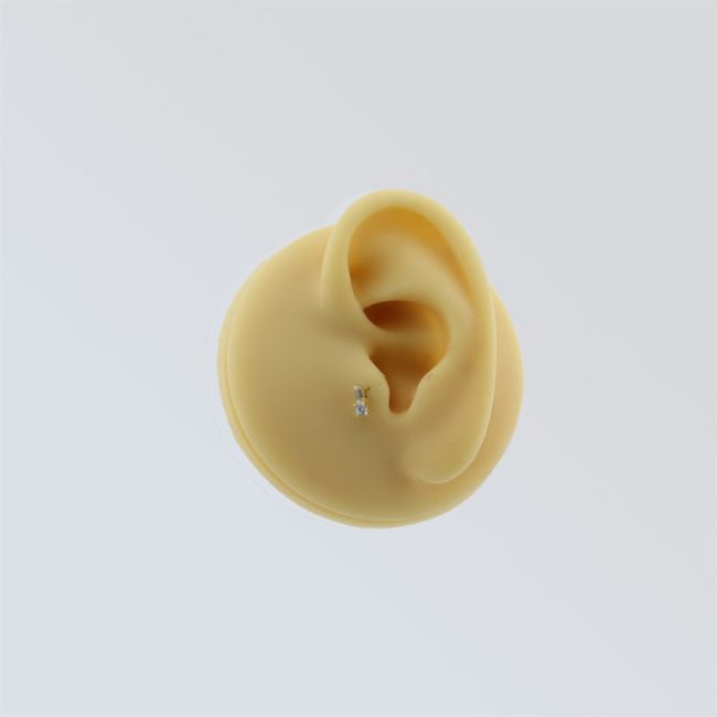 Baguette Solitaire Gold Tragus Piercing - 3