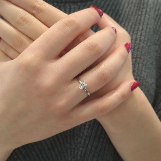 Baguette Solitaire Silver Women's Ring - 2