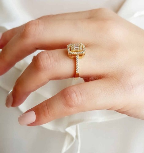 Baguette Gold Ring - Thumbnail