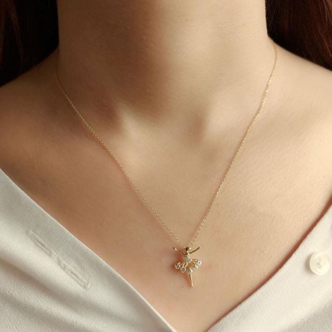 Ballerina Gold Women's Silver Necklace - 2