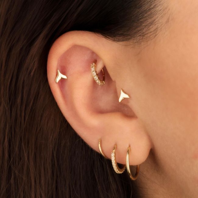 Balık Kuyruğu Altın Tragus Piercing - 2