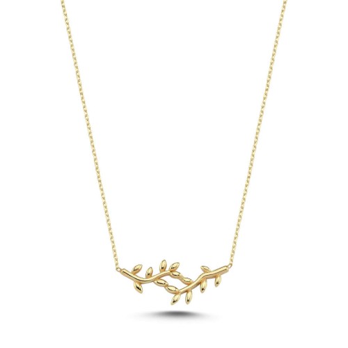 14K Gold Laurel Leaf Necklace 