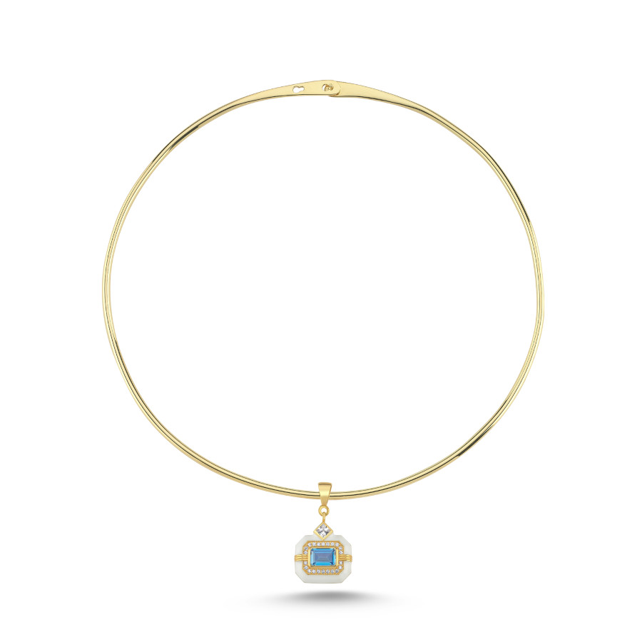 Beyaz Oktagon Charm Tasma - CNG Jewels