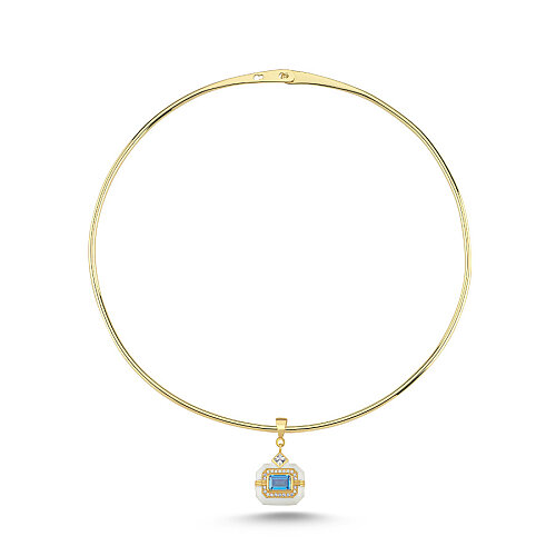 Beyaz Oktagon Charm Tasma - CNG Jewels