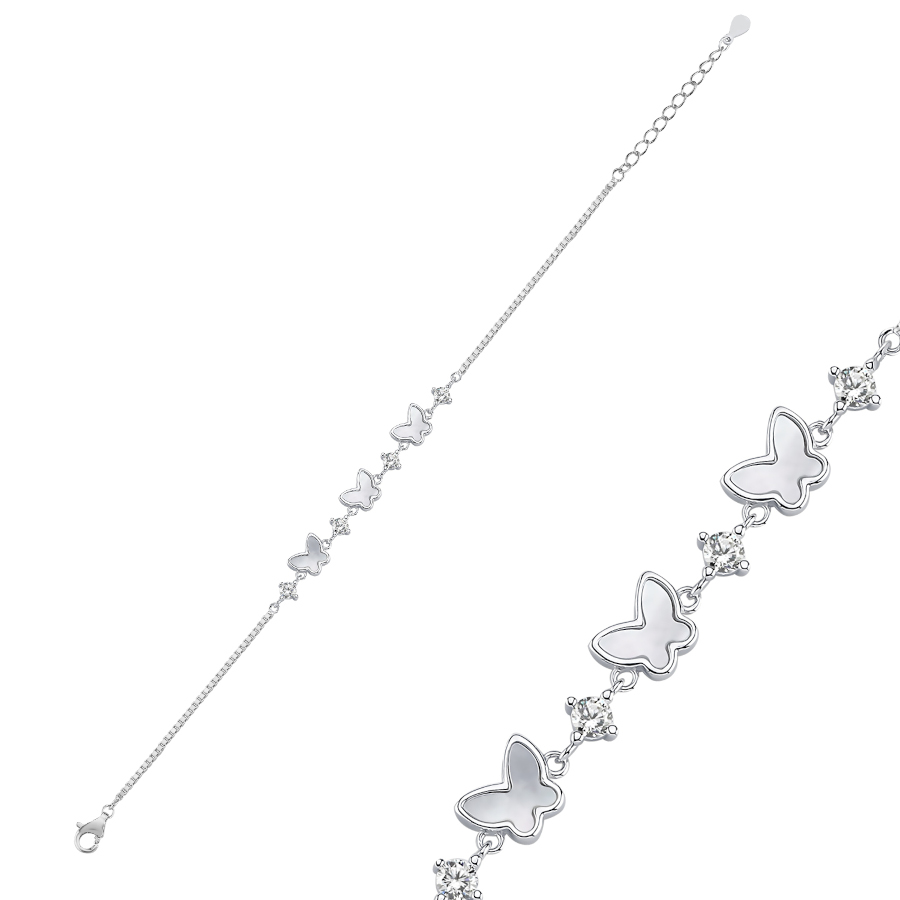 Pearl Butterfly Women's Silver Bracelet - CNG Jewels