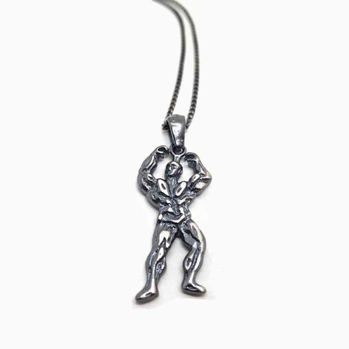 Body Building Men 925 Ayar Gümüş Erkek Kolye - 1
