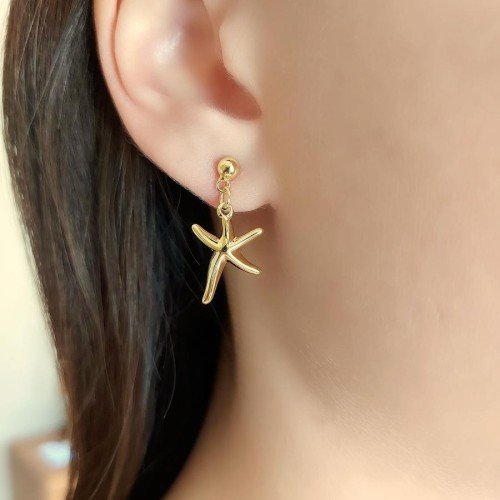 Domed Sea Star Gold Silver Women's Earrings - CNG Jewels