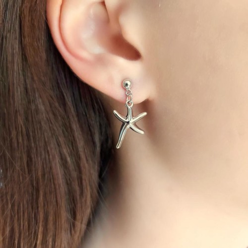 Domed Starfish Silver Women's Earrings - CNG Jewels