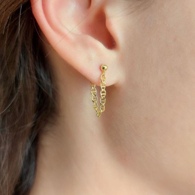Cadena Zincir Gold Gümüş Kadın Küpe - 1
