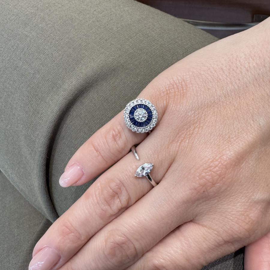 Calibre Sapphire Silver Women's Pinky Ring - CNG Jewels (1)