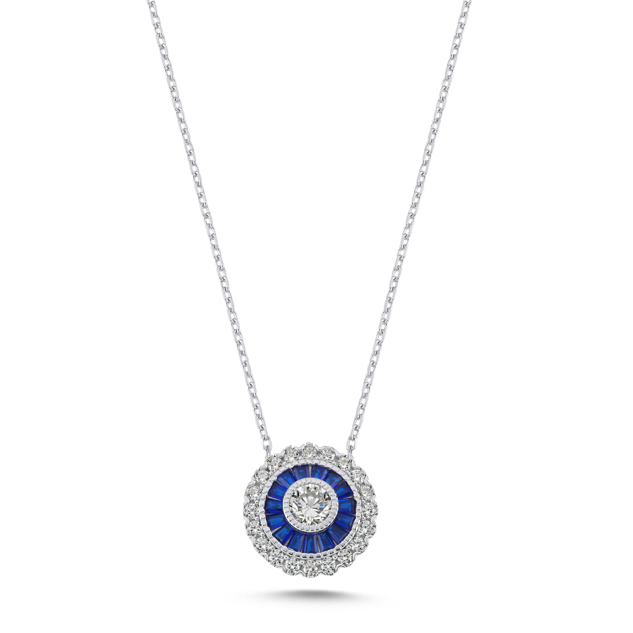 Calibre Sapphire Women's Silver Necklace - CNG Jewels