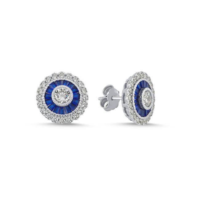 Calibre Sapphire Women's Silver Earrings - 1