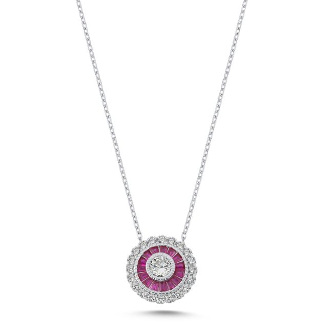 Calibre Ruby Women's Silver Necklace - 1