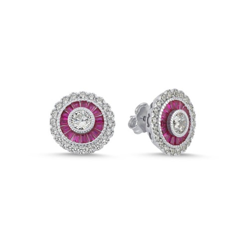 Calibre Ruby Women's Silver Earrings 