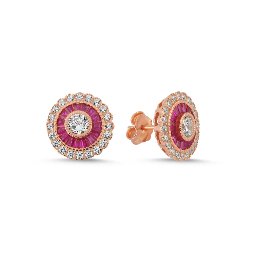 Calibre Ruby Rose Silver Women's Earrings - CNG Jewels