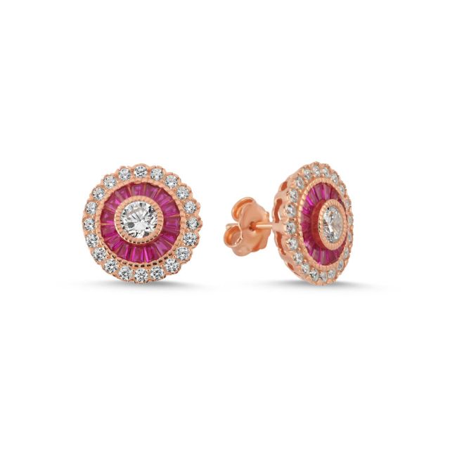 Calibre Ruby Rose Silver Women's Earrings - 1