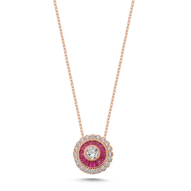 Calibre Ruby Rose Women's Silver Necklace - 1