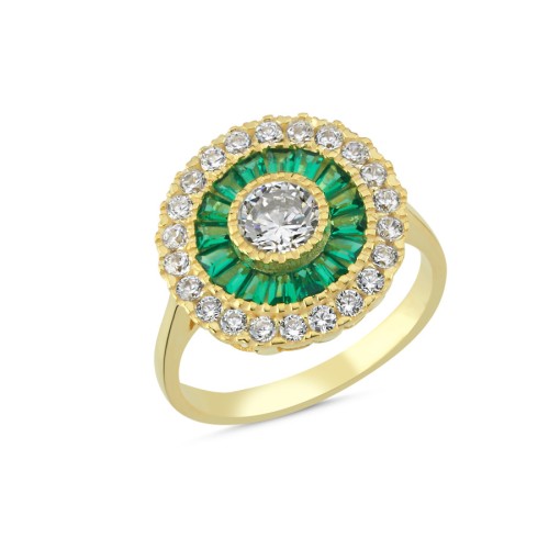 Calibre Emerald Gold Silver Women's Pinky Finger Ring - CNG Jewels