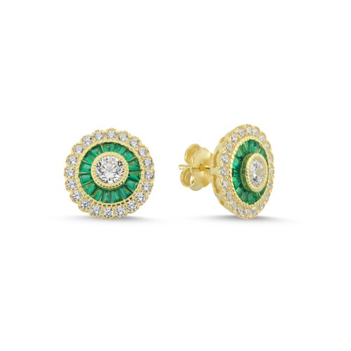 Calibre Emerald Gold Women's Silver Earrings 