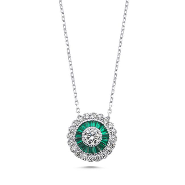 Calibre Emerald Women's Silver Necklace - 1