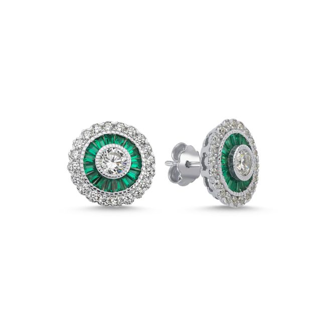 Calibre Emerald Women's Silver Earrings - 1