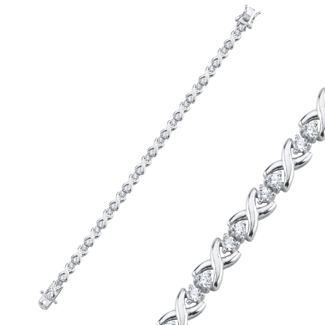 Cross Band Waterway Silver Bracelet - 1