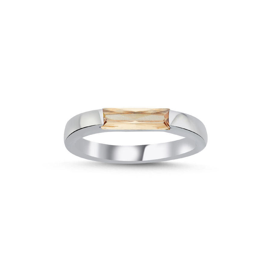 Caramel Baguette Women's Silver Ring - CNG Jewels