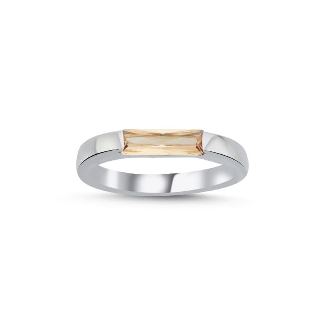 Caramel Baguette Women's Silver Ring - 1