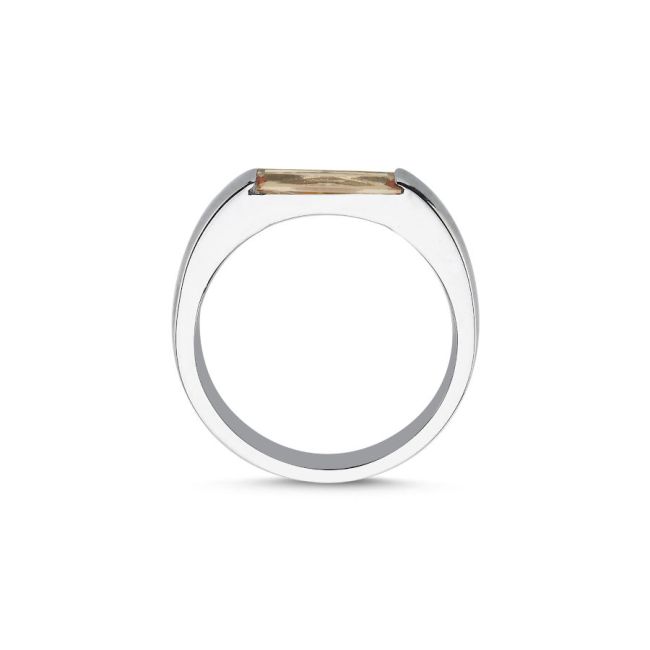Caramel Baguette Women's Silver Ring - 2