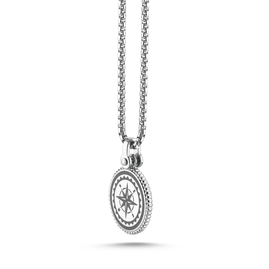 Çelik Pusula Erkek Kolye - CNG Jewels (1)