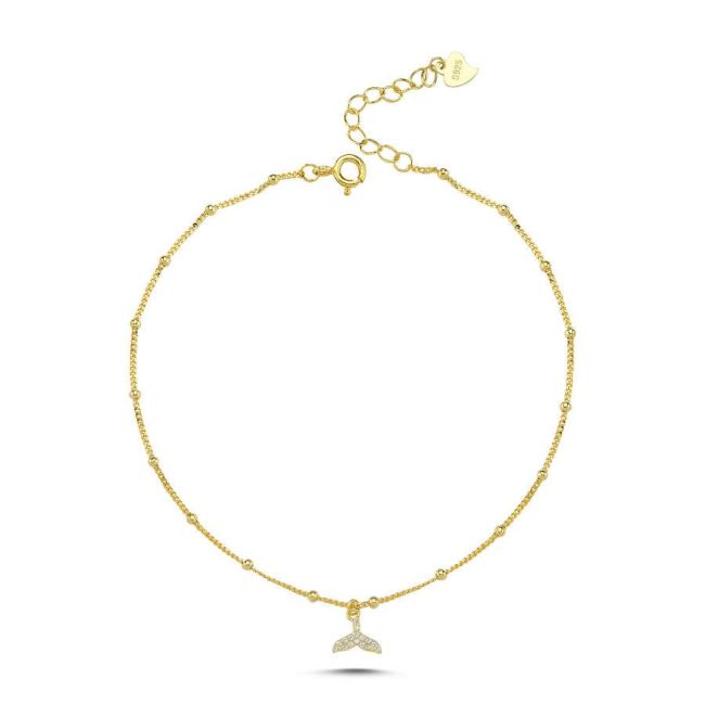 Charm Balina Kuyruğu Gold Gümüş Halhal - 1