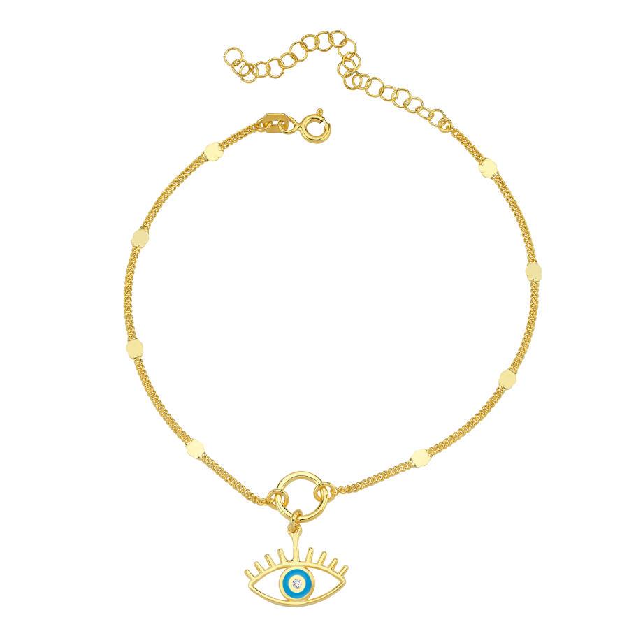 Charm Eyelash Blue Eye Gold Silver Anklet - CNG Jewels
