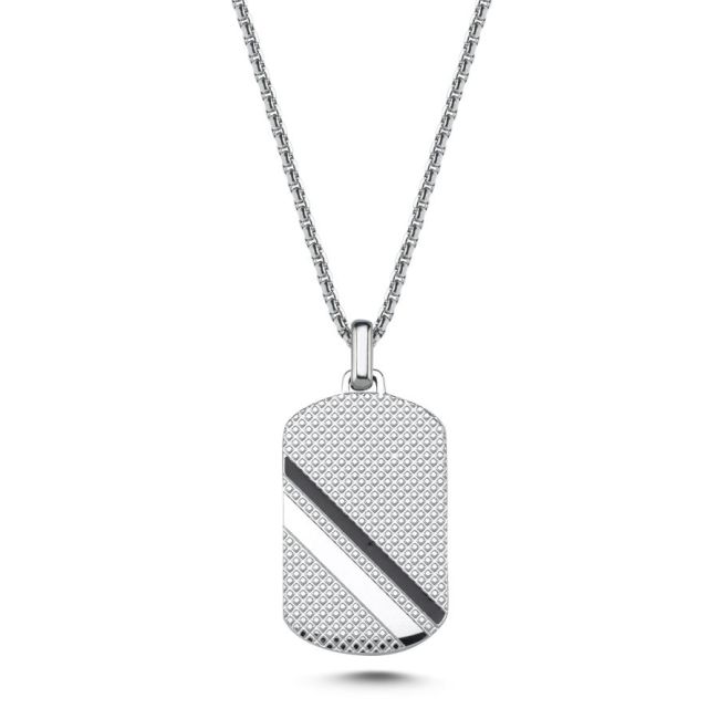 Striped Steel Men's Necklace - 1