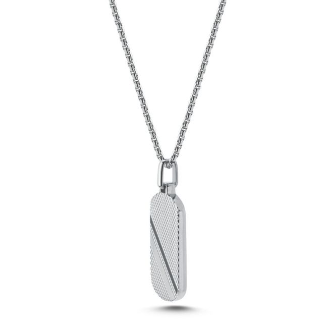 Striped Steel Men's Necklace - 2