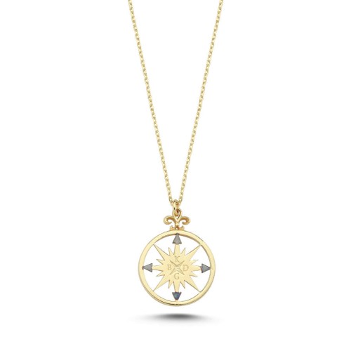 14 Carat Gold Compass Women's Necklace - 1