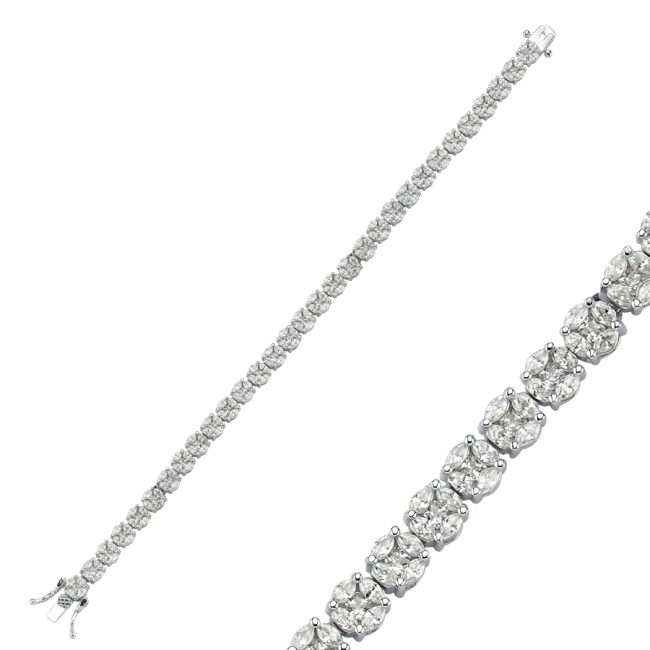 Coronet Marquise Waterway Silver Bracelet - 1