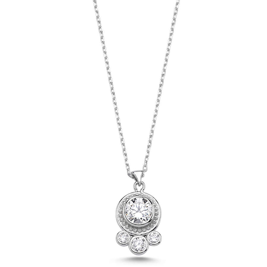 Crown Solitaire Women's Silver Necklace - CNG Jewels
