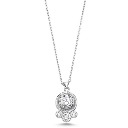 Crown Solitaire Women's Silver Necklace - CNG Jewels