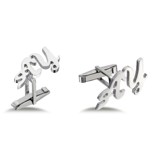  Custom Handwritten Silver Two Letter Cufflinks - Thumbnail