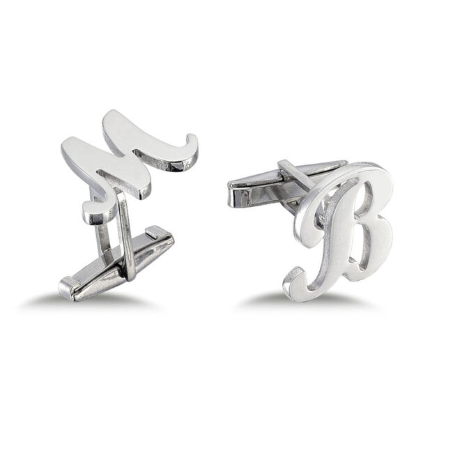 Personalized Large Handwritten Silver Letter Cufflinks - 1