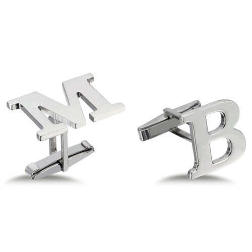 Custom Large Size Silver Letter Cufflinks - Thumbnail