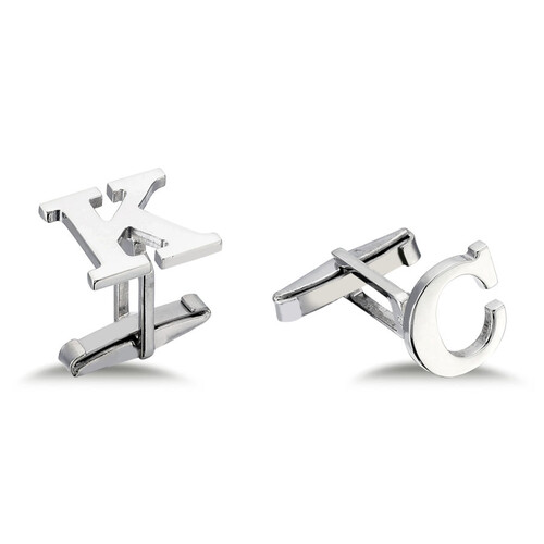 Custom Medium Size Silver Letter Cufflinks - Thumbnail